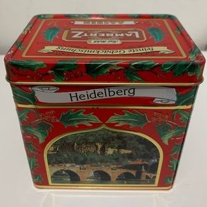 Vintage 4.5” Lambertz Christmas Music Box Cookie Tin Can